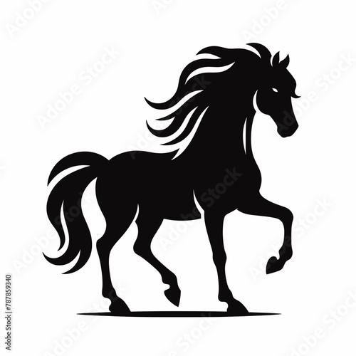 horse silhouette vector illustration White Background, icon, farm animal Template 