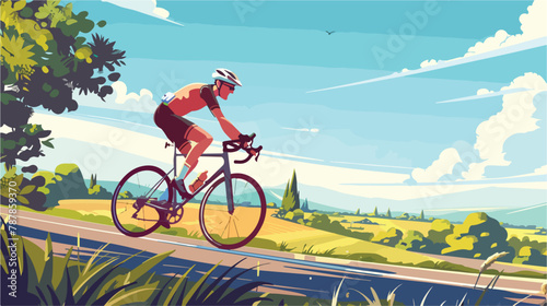 Fototapeta Naklejka Na Ścianę i Meble -  Enjoy cycling illustration. Cartoon cyclist riding 