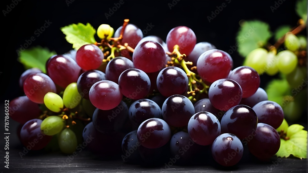 grapes HD 8K wallpaper stock photo with black background