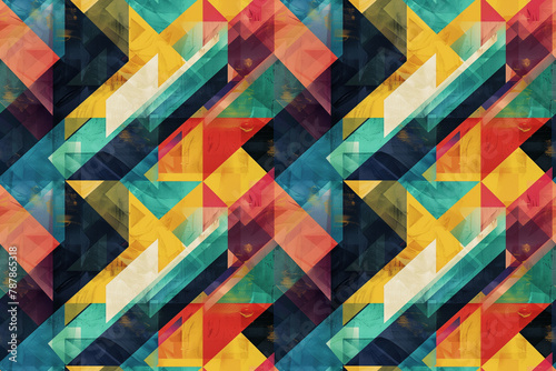 abstract geometric pattern with colorful triangles and texture