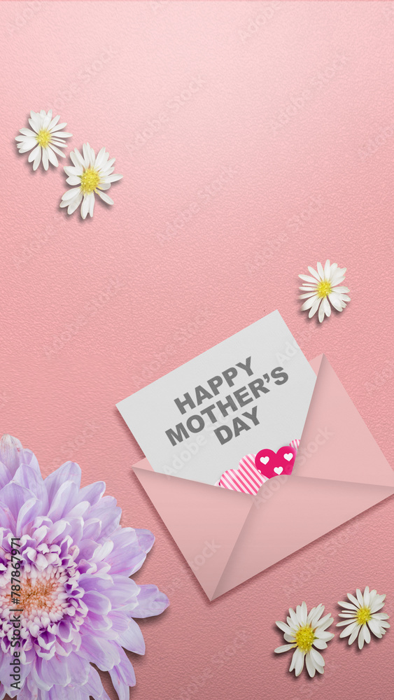 Letter with Happy Mother's Day text - obrazy, fototapety, plakaty 