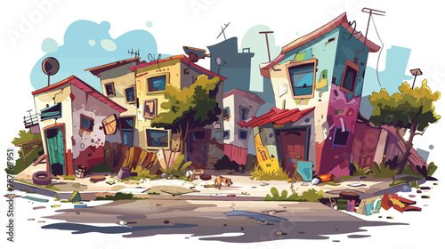 Ghetto landscape vector illustration. Cartoon