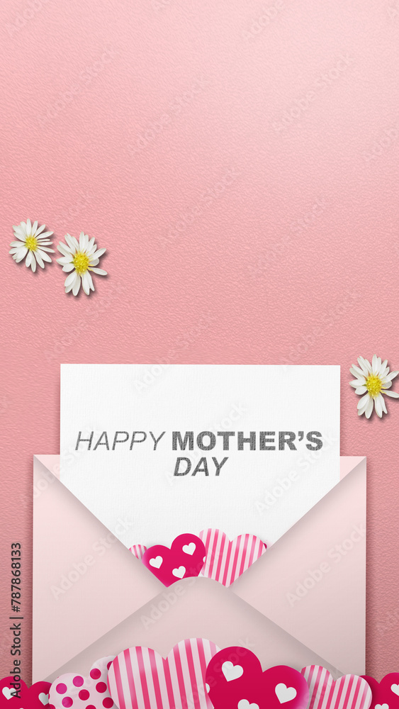 Letter with Happy Mother's Day text - obrazy, fototapety, plakaty 