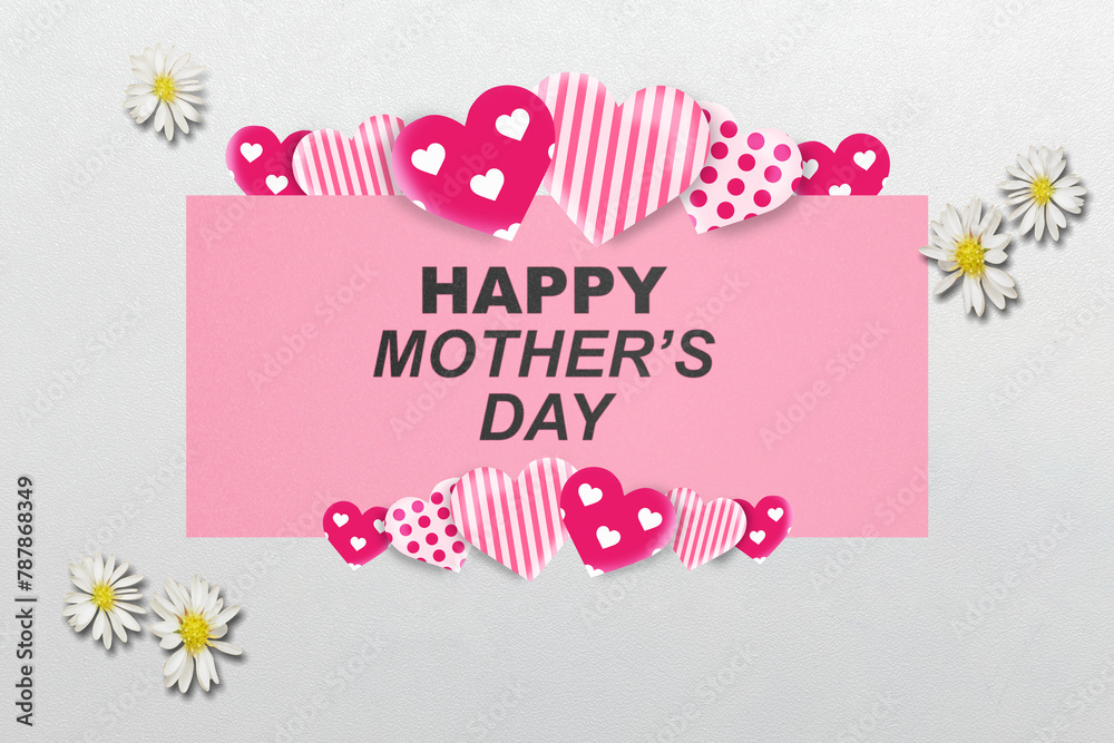 Greeting card with Happy Mother's Day text - obrazy, fototapety, plakaty 