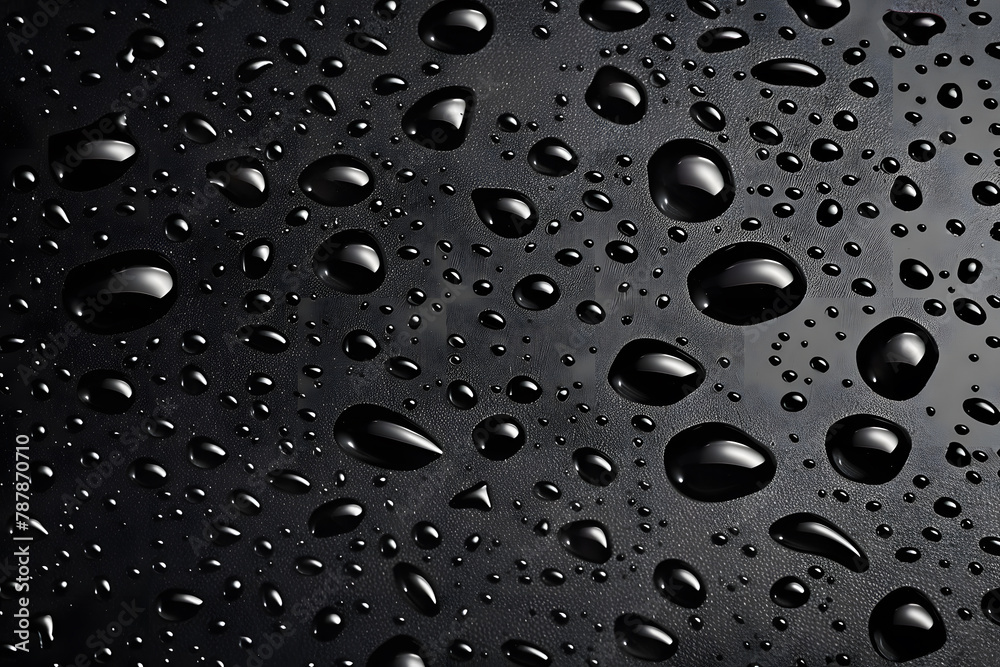 Closeup - rain water drops behind glass look like bubbles in black liquid. Abstract wet background. Closeup - rain water drops behind glass look like bubbles in black liquid. Abstract wet background.