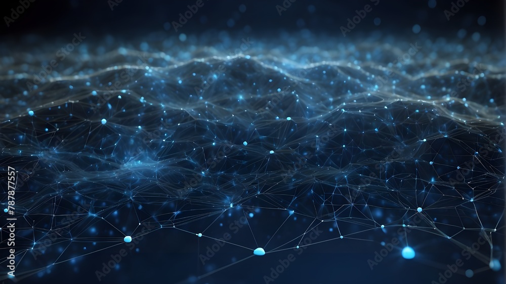 The scope of the digital network. grid of blue networks. vast network connecting entities and spreading over the digital space. The scope of the digital network. grid of blue networks. vast network connecting entities and spreading over the digital space.