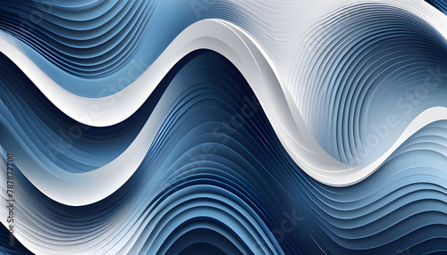 Blue abstract background design. Modern wavy line pattern guilloche curves in monochrome colors. Premium stripe texture for banner, and business background. Dark horizontal template photo