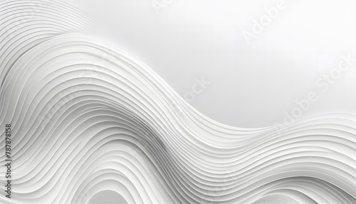 3D white geometric abstract background overlaps layer on bright space with wave decoration. Minimalist modern graphic design element cutout style concept for banner, flyer, card, or brochure cover photo