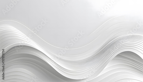 3D white geometric abstract background overlaps layer on bright space with wave decoration. Minimalist modern graphic design element cutout style concept for banner, flyer, card photo
