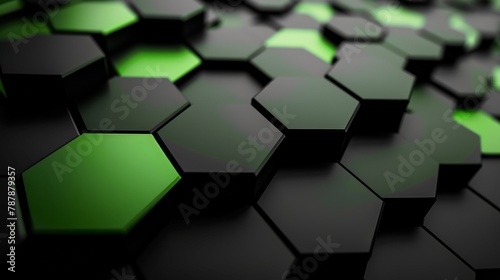 black and green hexagons modern background
