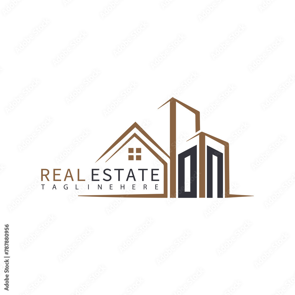 ON initial monogram logo for real estate with home shape creative design.