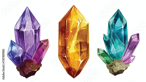 Magic crystal. Amethyst topaz blue quartz ruby green