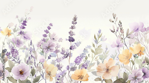 Whimsical hand-painted flowers in watercolor for a springtime elegance.