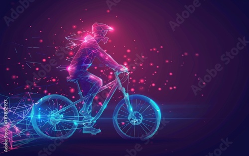 Abstract silhouette of particles with lines and triangles. Bicycles © MUS_GRAPHIC