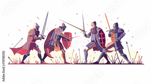 Medieval knight tournament vector illustration.