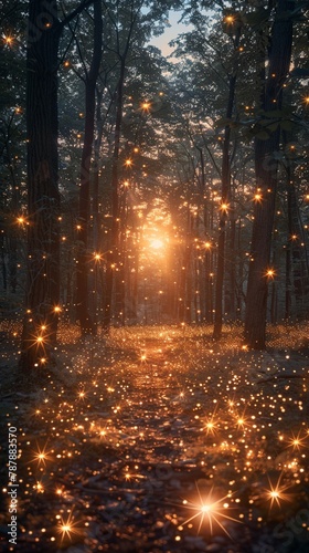 Firefly grove, luminescent dance, ballet of lights, wide celebration, twilight enchantment, gentle spectacle © AlexCaelus