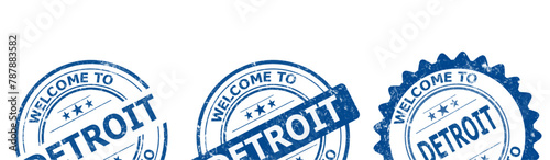 welcome to Detroit blue old stamp sale	
