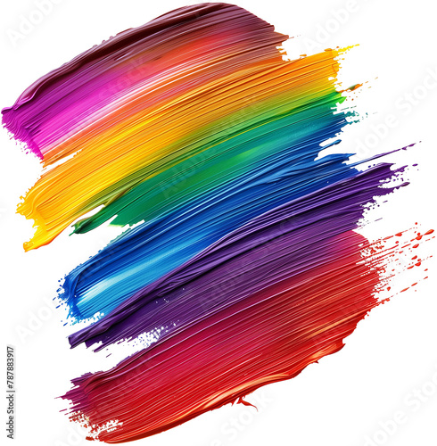 Sweeping strokes of rainbow paint displaying a lively spectrum on a pure canvas, embodying artistic freedom and the joy of color
