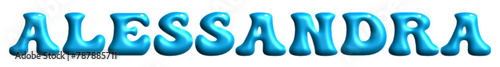 Alessandra - light blue color - name - three-dimensional effect tubular writing - Vector graphics - Word for presentations, greetings, banners, card, prints, cricut, silhouette, sublimation

