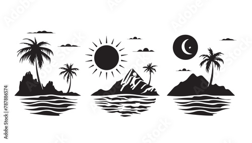 tropical island with palm trees