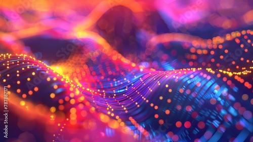 Glowing big data on a colorful background. 3d illustration