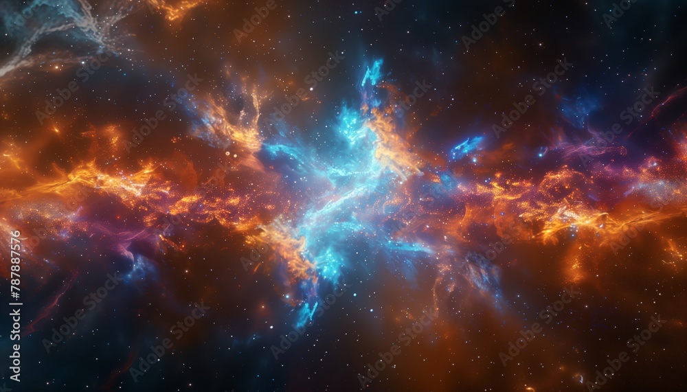 Fototapeta premium A stunning and detailed galaxy with vibrant colors, stars, nebulae, smoke, dust clouds, creating an enchanting cosmic background for design projects
