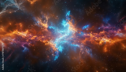 A stunning and detailed galaxy with vibrant colors, stars, nebulae, smoke, dust clouds, creating an enchanting cosmic background for design projects © Glebstock