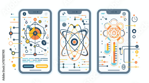Physics science research illustration. UX UI