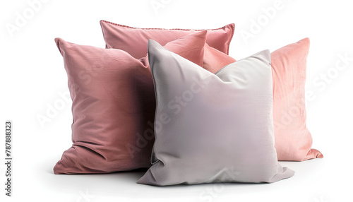 Stylish soft pillows isolated on white background