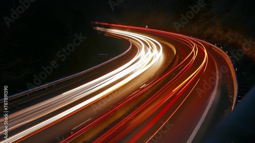 lights of cars driving at night. long exposure