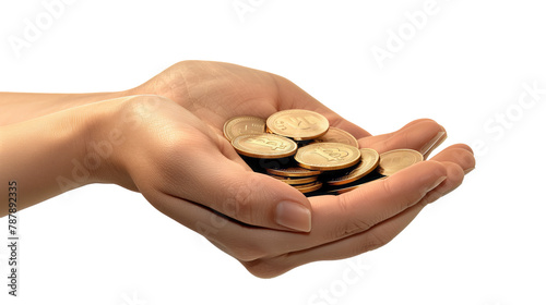 3D Diversify symbolized by hands holding coins icon