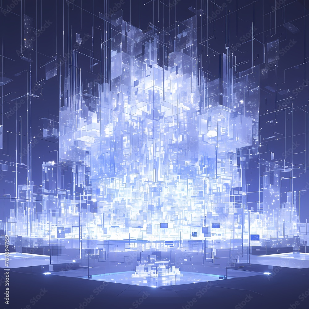 Glowing Blue Data Architecture - A Futuristic Information Landscape for Tech Enthusiasts