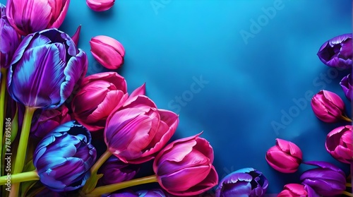pink tulips on blue background #787895186