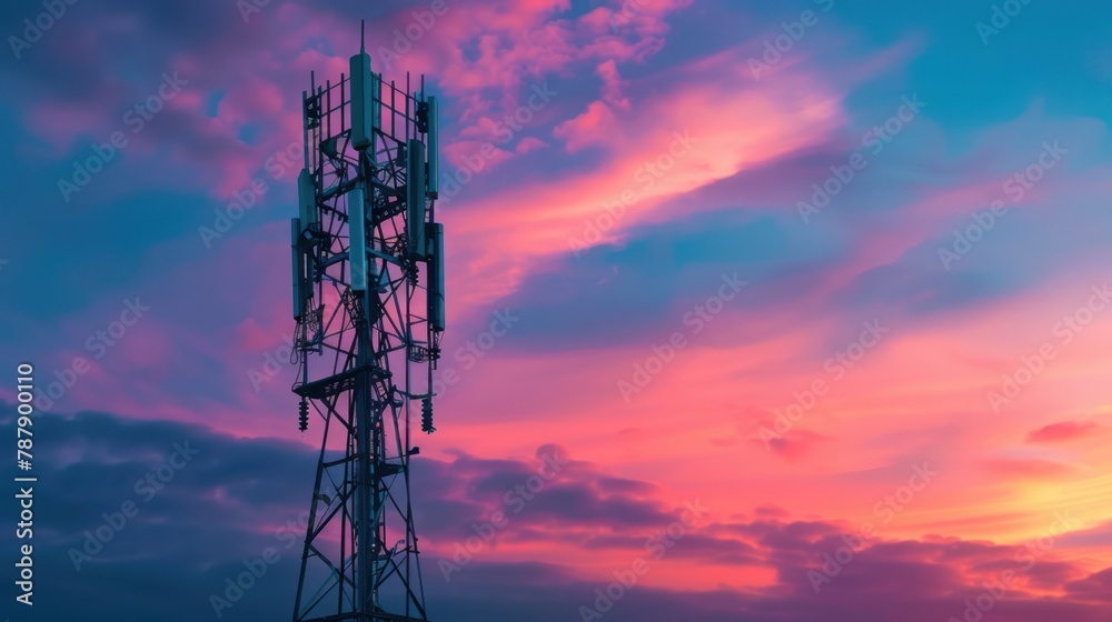photo of a state-of-the-art cell tower in the evening background photo of a state-of-the-art cell tower in the evening background