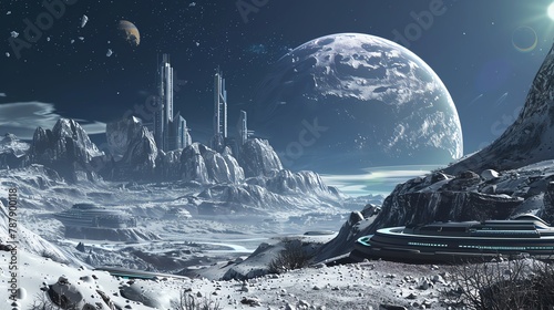 Deep Space Colonization Imagine a future where humanity has established colonies on distant planets or moons beyond our solar system Explore the challenges of building sustainable habitats, adapting t photo