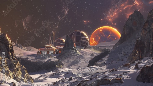 Deep Space Colonization Imagine a future where humanity has established colonies on distant planets or moons beyond our solar system Explore the challenges of building sustainable habitats, adapting t photo