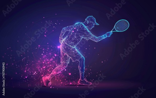 Abstract silhouette of particles with lines and triangles. tennis © MUS_GRAPHIC