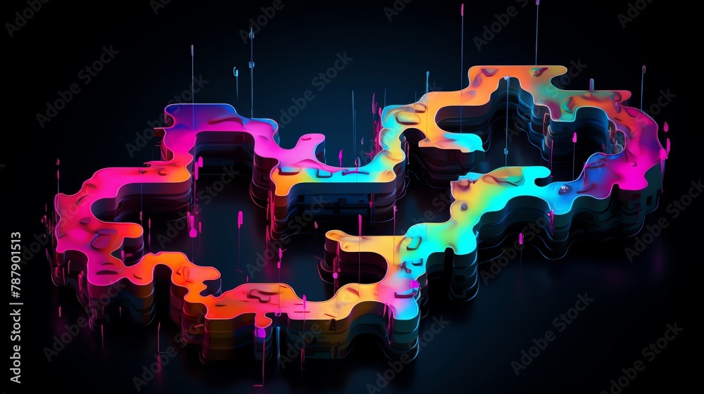 Distorted Puzzle Illustrate a digital rendered puzzle piece in a glitch art style, with ...