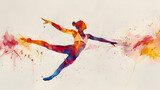 watercolor design of a female Olympic gymnast, generative Ai