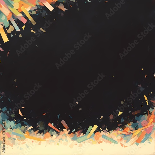 Abstract Art in a Chalkboard Style with Splattered Colorful Shapes and Lines