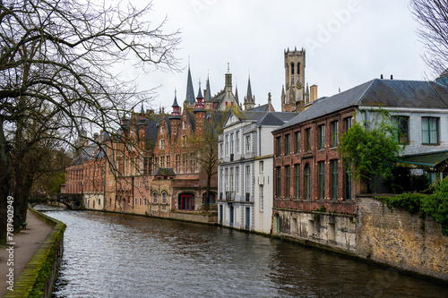 Medieval european city of Bruges, Belgium with its canals