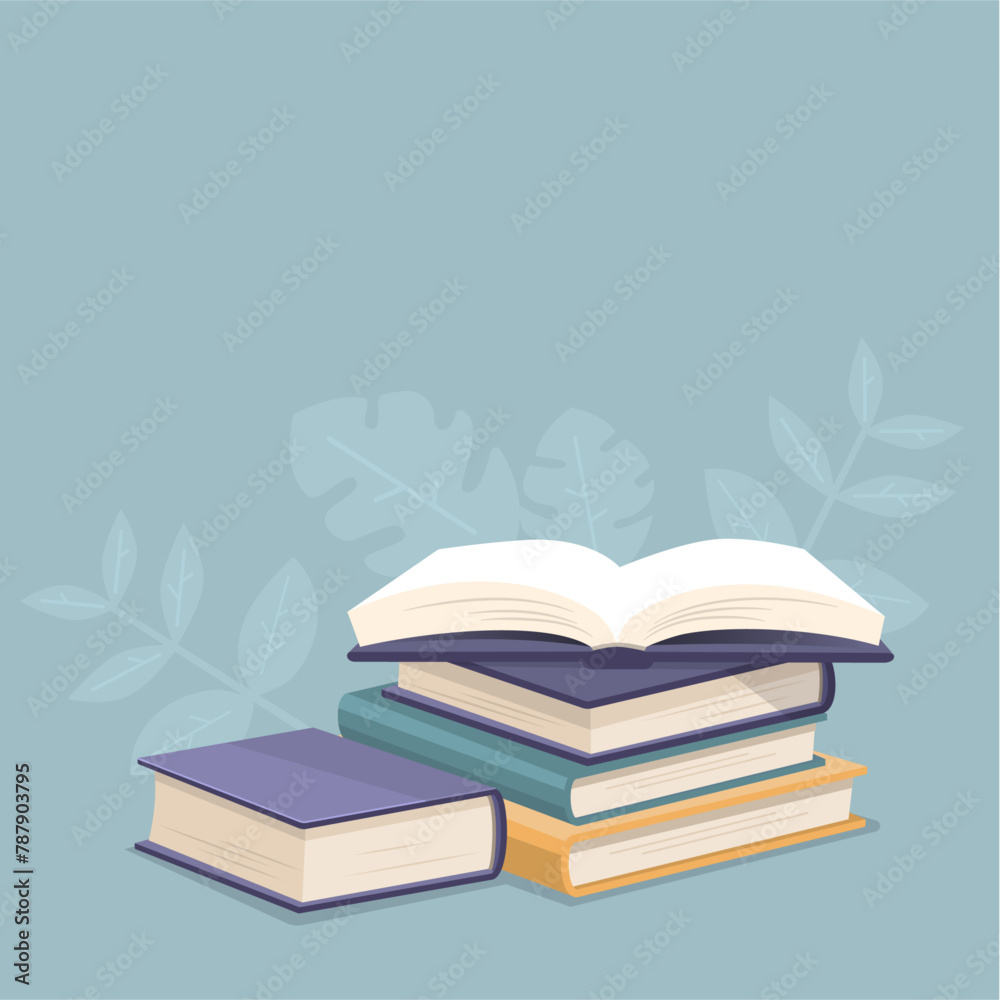 Simple vector illustration of stack of books