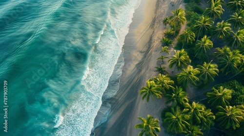 Vista aerea de una extensa playa mexicana en verano, AI Generative