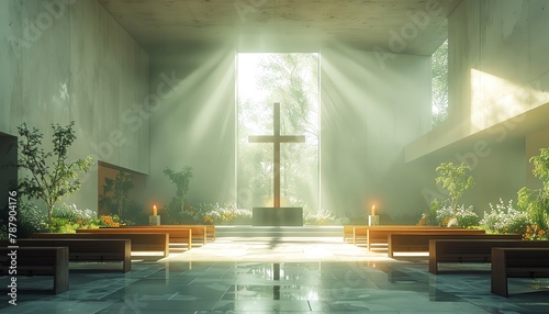 Lent observance in a serene chapel, where believers reflect on overcoming personal wilderness temptations through faith