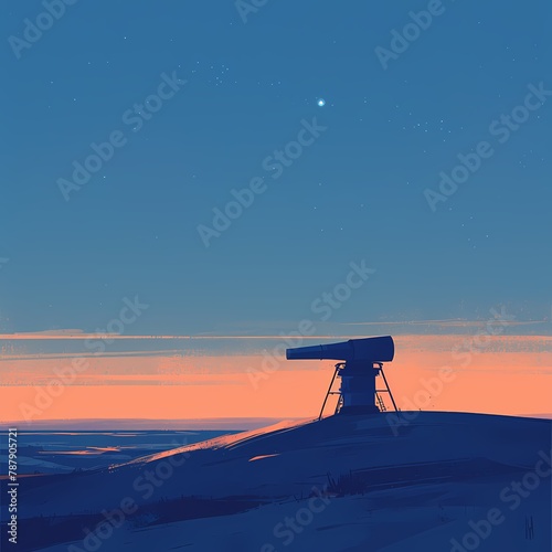 Minimalist Observatory Amidst Vibrant Sunset, Perfect for Cosmology or Travel Imagery