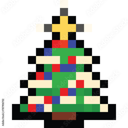 Pixel art christmas tree icon
