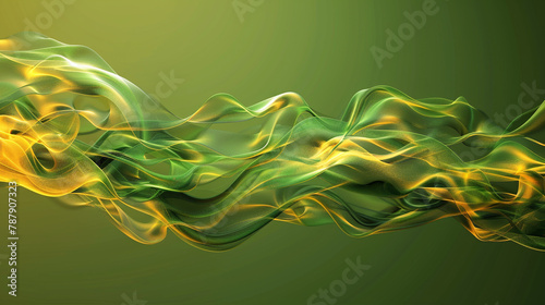 Forest and moss green abstract flames with sunny yellow on olive.