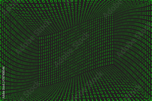 Program datum 3d background. Green programming binary coding. Matrix hacker vector