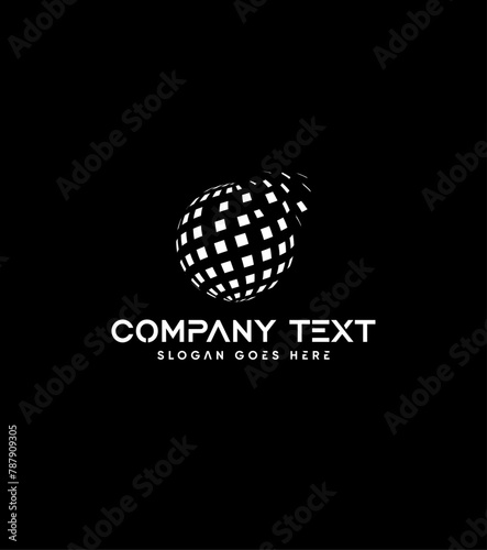 Abstract modern minimalist digital sphere consulting vector logo design 