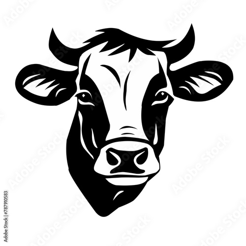black and white cow vector logo